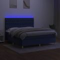 vidaXL Posteľ boxsping s matracom a LED modrá 160x200 cm látka