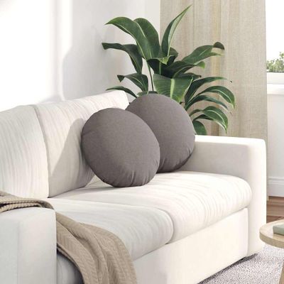 vidaXL Vankúše na sedenie 2 pcs Sivohnedá Ø40 x 13 cm látka