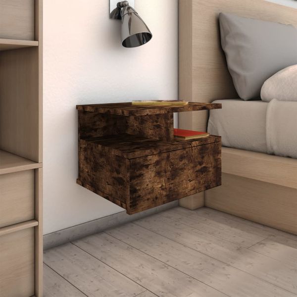 vidaXL Nástenný nočný stolík dymový dub 40x31x27 cm spracované drevo