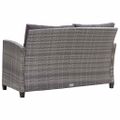 vidaXL 2-miestna záhradná pohovka s podložkami sivá 124 cm polyratanová
