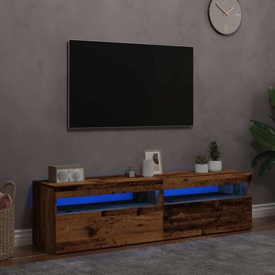 vidaXL TV skrinky s LED svetlami 2 ks staré drevo kompozitné drevo
