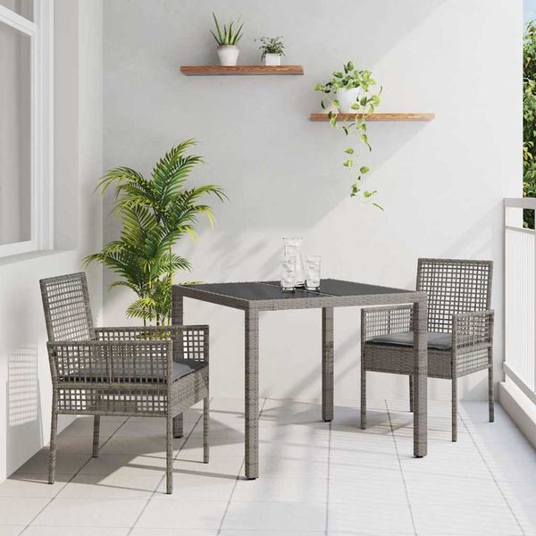 vidaXL Záhradný jedálenský set 3 pcs Sivá polyratan