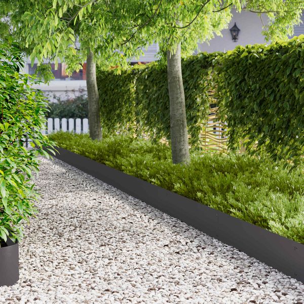 vidaXL Obrubník trávnika 10 pcs 103 x 25 cm Oceľ Čierna