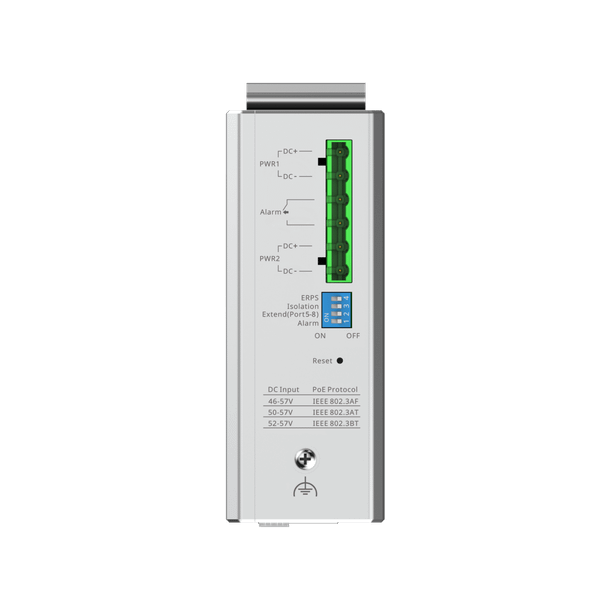 Reyee RG-NIS2100-8GT2SFP-HP, 10-Port Cloud Managed Industrial Switch, with 1 x PoE++ Port, 7 x PoE+ Ports, and 2 x SFP