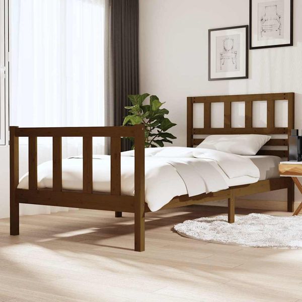 vidaXL Posteľný rám medovo-hnedý masívne drevo 100x200 cm