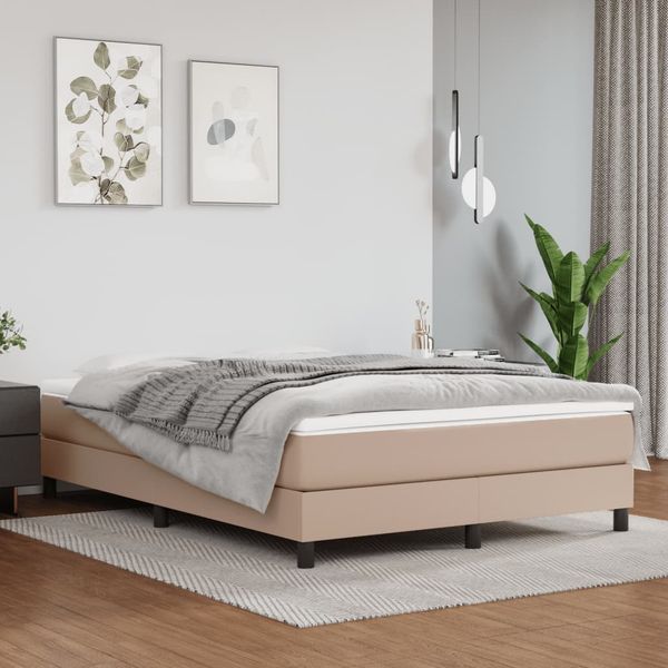 vidaXL Posteľný rám s boxspringom kapučínový 140x200 cm umelá koža