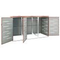 vidaXL Ohrada na 3 odpadkové koše 207x77,5x115 cm nehrdzavejúca oceľ
