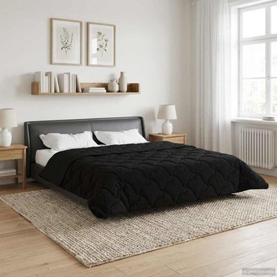 vidaXL Zimný prehoz Čierna 200 x 220 cm Mikrofáza a Teddy fleece