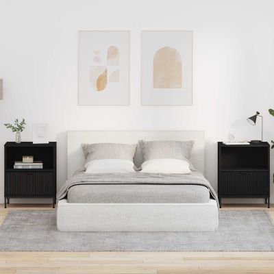 vidaXL Nočný stolík 2 pcs Čierna 49 x 36 x 61 cm Kompozitné drevo