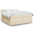 vidaXL Posteľný rám boxspring s matracom krémový 180x200 cm látka