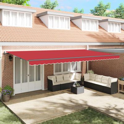 vidaXL Sklopná markíza Červená 600 × 350 cm Tkanina a hliník
