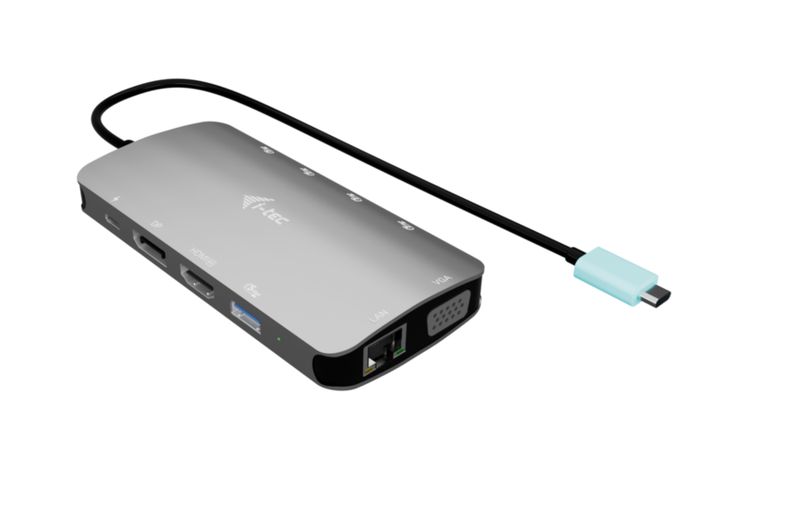 i-tec USB-C Metal Nano 3x Display (DP, HDMI a VGA) Docking Station, Power Delivery 100W