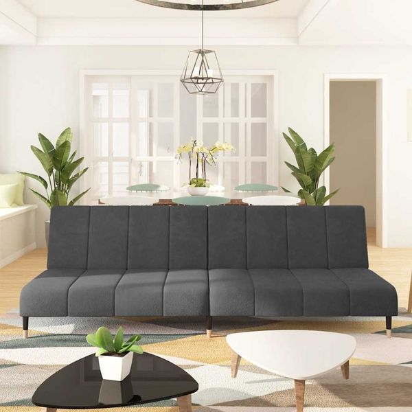 vidaXL 2-miestna rozkladacia pohovka, tmavosivá, zamat