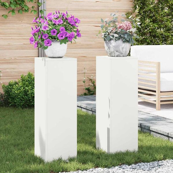 vidaXL Stojan na rastliny 2 pcs Biela 24 x 24 x 75 cm Oceľ