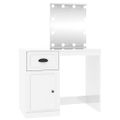 vidaXL Toaletný stolík s LED lesklý biely 90x50x132,5 cm sprac. drevo