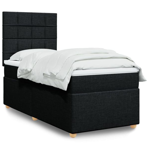 vidaXL Posteľný rám boxspring s matracom čierny 80x200 cm látka