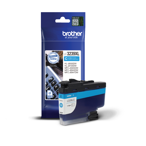 Brother - Originálna inkoustová kazeta, LC3239XLC, azurová