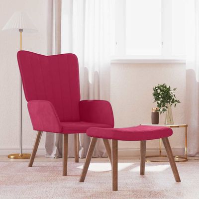 vidaXL Relaxačné kreslo s podnožkou, vínovo červené, zamat