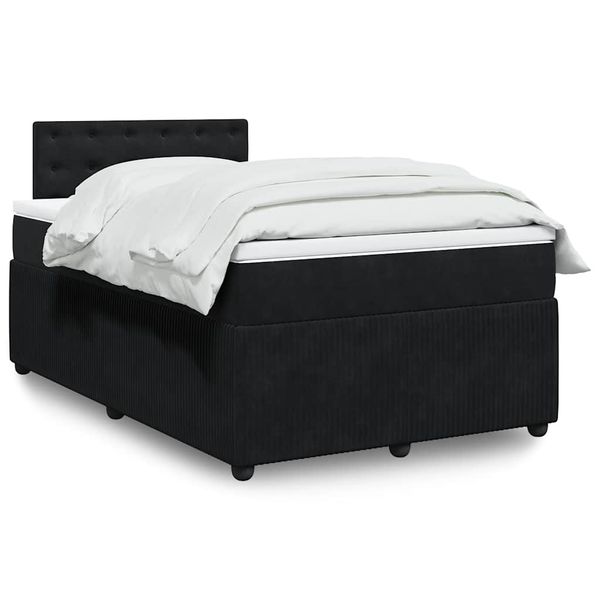 vidaXL Posteľný rám boxspring s matracom čierny 120x200 cm zamat