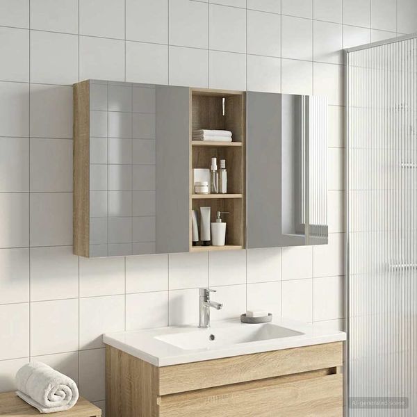 vidaXL Set kabinetov do kúpeľne s poličkou 3 pcs 130 x 14,5 x 70 cm