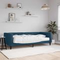vidaXL Denná posteľ s matracom modrá 90x200 cm zamat