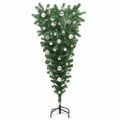 vidaXL Prevrátený umelý vianočný stromček s guľami Zelená 150 cm PVC