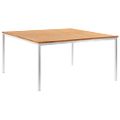 vidaXL Záhradný jedálenský stôl 150x150x75 cm teakový masív a nehrdzavejúca oceľ