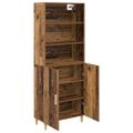 vidaXL Highboard Staré drevo 69,5 x 32,5 x 180 cm Kompozitné drevo