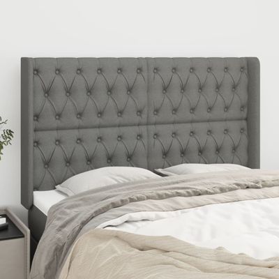 vidaXL Čelo postele so záhybmi tmavosivé 163x16x118/128 cm látka