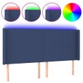 vidaXL Čelo postele s LED modré 183x16x118/128 cm látka