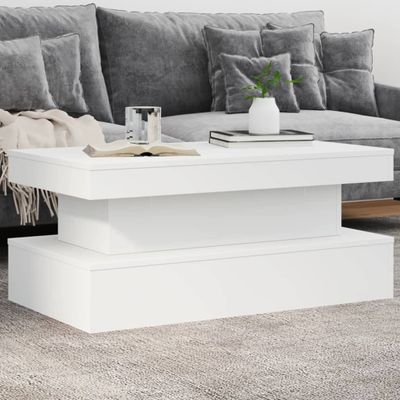 Konferenčný stolík vidaXL s LED svetlami biely 90x50x40 cm