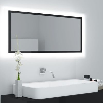 vidaXL LED kúpeľňové zrkadlo lesklé čierne 100x8,5x37 cm akryl