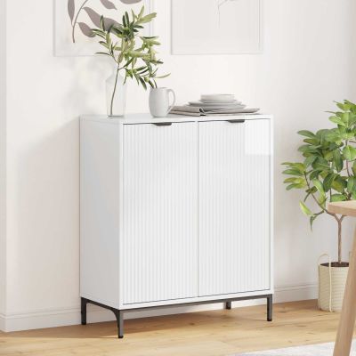 vidaXL Servírovacia skriňa Vysoký lesk bielej 69,5 x 33 x 82 cm