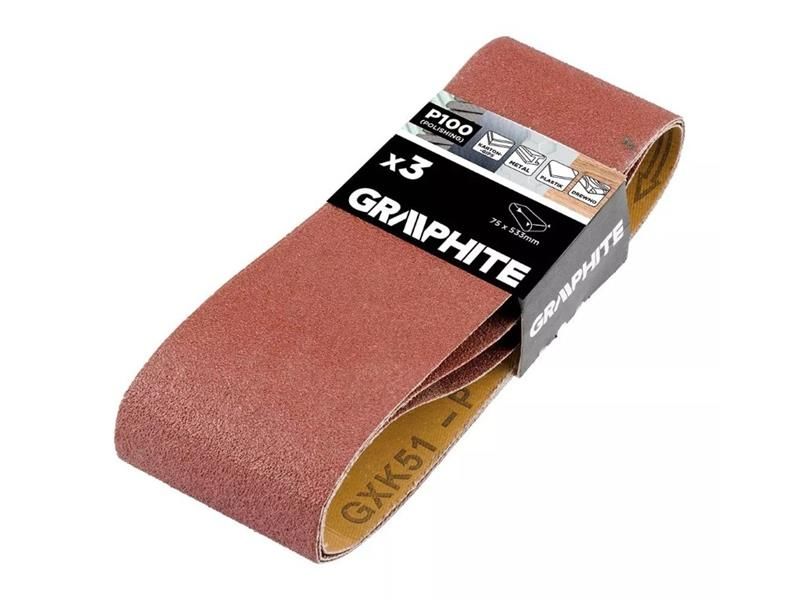 Plátno brúsne nekonečný pás 75x533mm P100 GRAPHITE 58T369 3ks