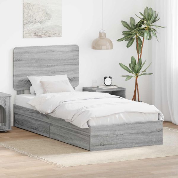 vidaXL Úložná posteľ Sivý Sonoma 75 x 190 cm Kompozitné drevo