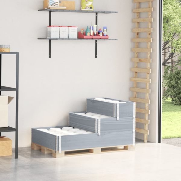 vidaXL Vyvýšený záhon, 3 úrovne, sivý 120x80 cm, borovicový masív