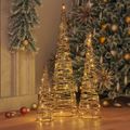 vidaXL Vianočný stromček 3 ks 90 LED Teplá biela 20 x 20 x 80 cm Ratan