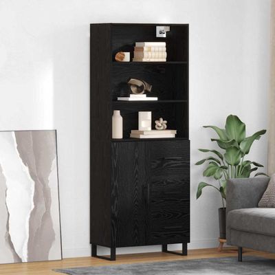 vidaXL Highboard so zásuvkou 2 pcs Čierny dub Kompozitné drevo