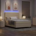 vidaXL LED box s pružinami s matracmi Krémová 140 x 190 cm látka