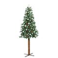 vidaXL Úzky vianočný stromček s 300 LED-i so stojanom Zelená 210 cm