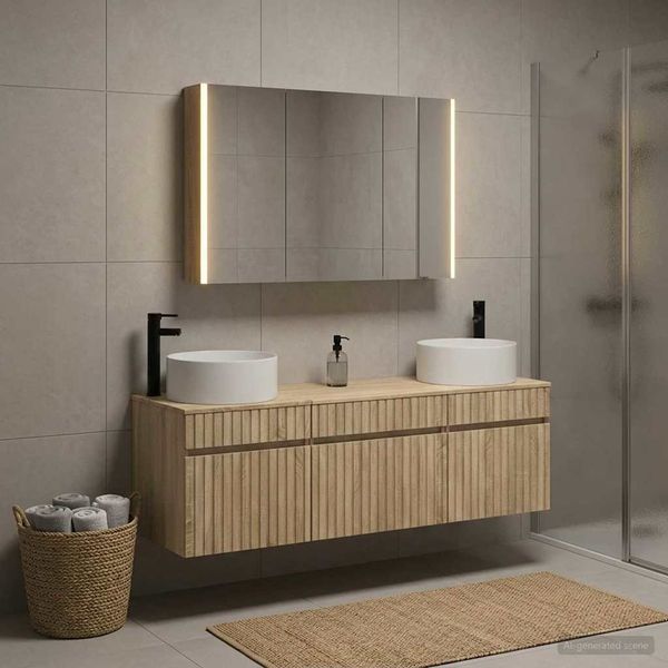 vidaXL Set kabinetov do kúpeľne 4 pcs Dub sonoma 103,5 x 15,5 x 70 cm