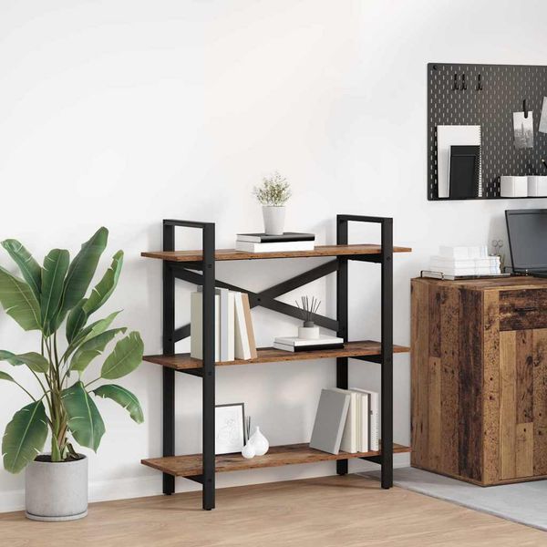 vidaXL Regál na knihy Staré drevo 100 x 33,5 x 102 cm Kompozitné drevo