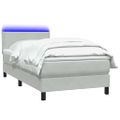 vidaXL Posteľný rám boxsping s matracom a LED bledosivý 90x220 cm zamat