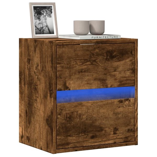 vidaXL TV nástenná skrinka s LED svetlami dymový dub 41x31x45 cm