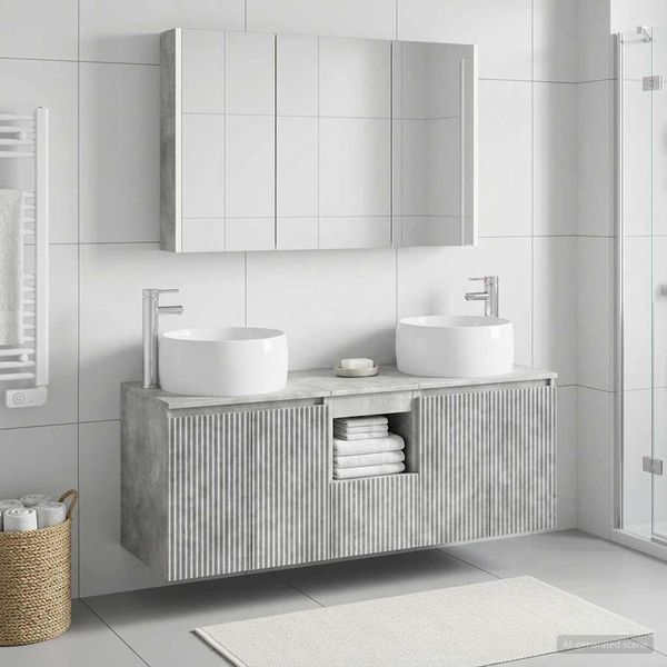 vidaXL Set kabinetov do kúpeľne 4 pcs Betónovo sivá Kompozitné drevo