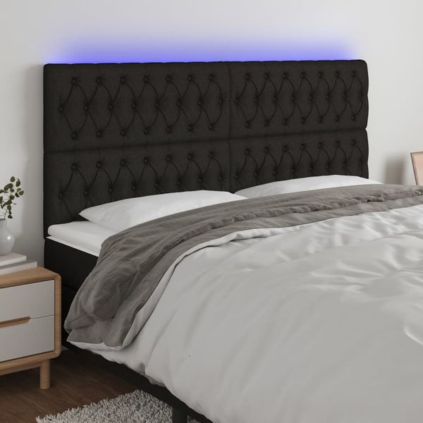vidaXL Čelo postele s LED čierne 200x7x118/128 cm látka