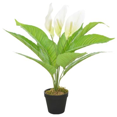 vidaXL Umelá rastlina, antúria s kvetináčom, biela 55 cm