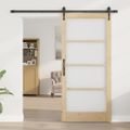 vidaXL Posuvné dvere 93 x 202 cm Masívne borovicové drevo a sklo