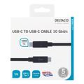 DELTACO USBC-1402M, Kábel USB-C/USB-C, 100W, 1m