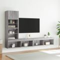 vidaXL 4-dielne TV nástenné skrinky s LED sivé sonoma kompozitné drevo